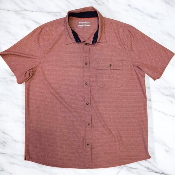 Avalanche Button Up Shirt Mens Sz XL Light Red Short Sleeve Casual Cool Outdoors - Picture 1 of 11